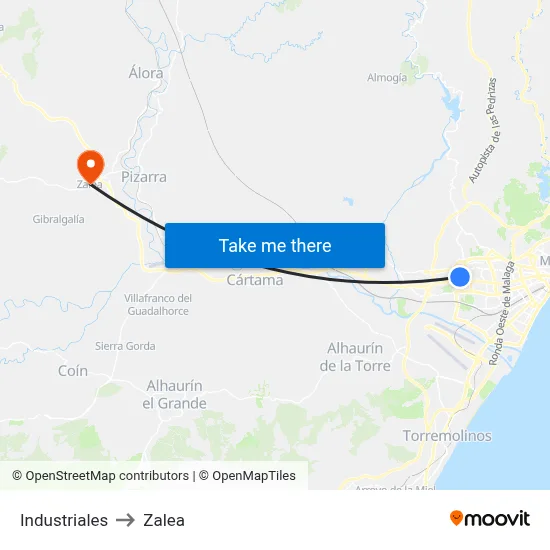 Industriales to Zalea map