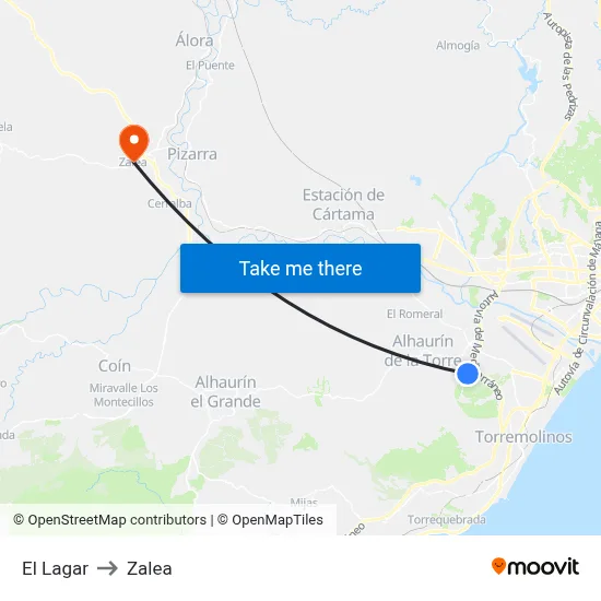 El Lagar to Zalea map
