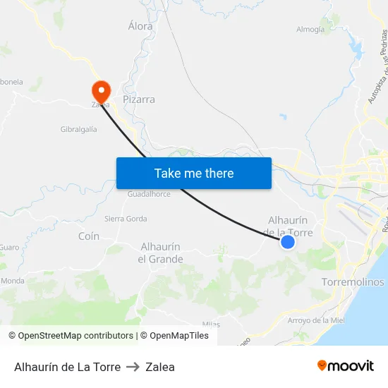 Alhaurín de La Torre to Zalea map