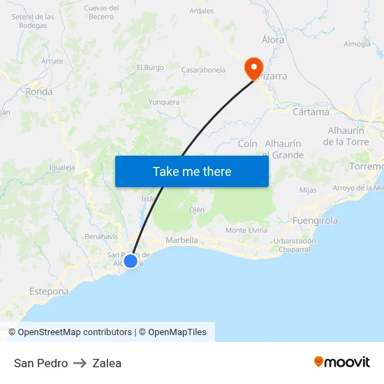 San Pedro to Zalea map
