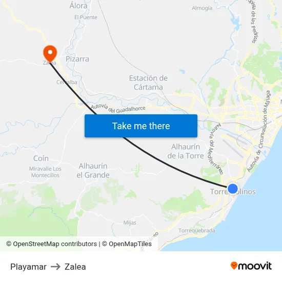 Playamar to Zalea map