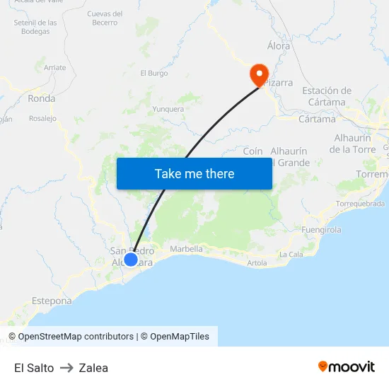 El Salto to Zalea map