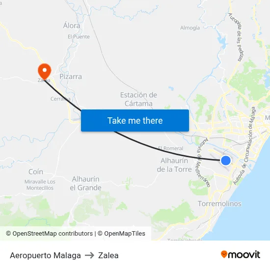 Aeropuerto Malaga to Zalea map