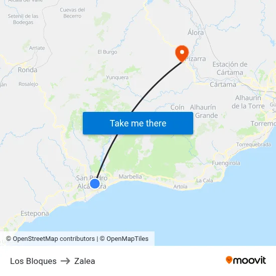 Los Bloques to Zalea map