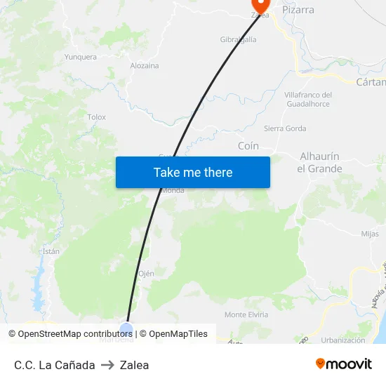 C.C. La Cañada to Zalea map