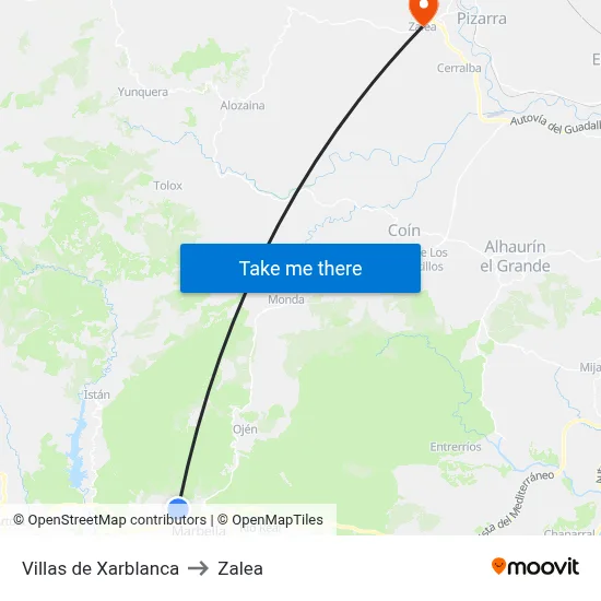 Villas de Xarblanca to Zalea map