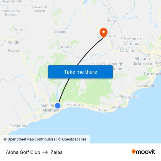 Aloha Golf Club to Zalea map