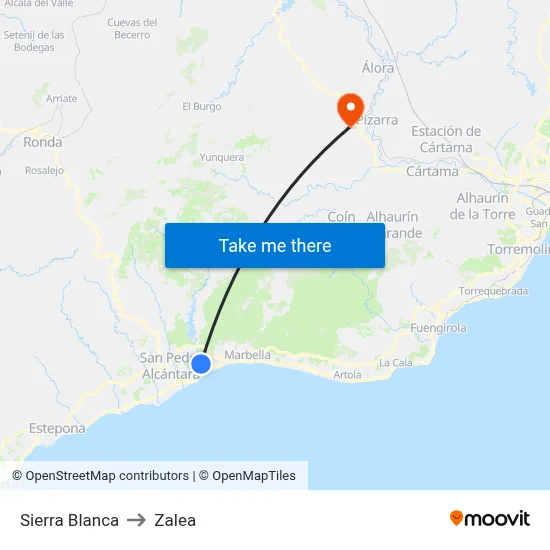 Sierra Blanca to Zalea map