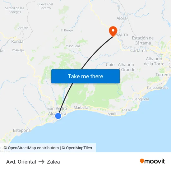 Avenida Oriental to Zalea map