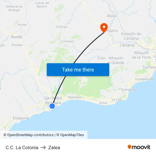 C.C. La Colonia to Zalea map