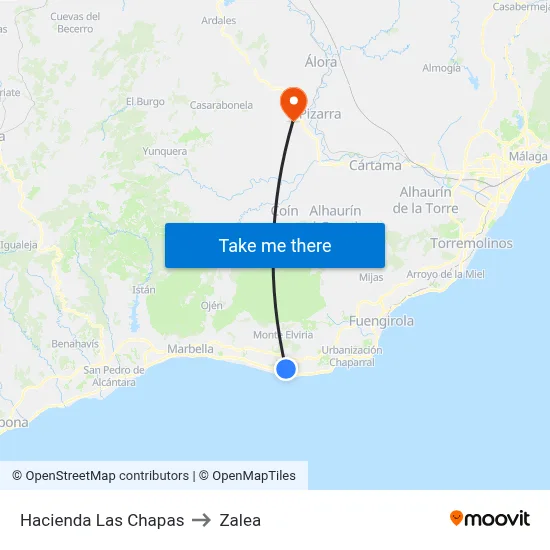 Hacienda Las Chapas to Zalea map