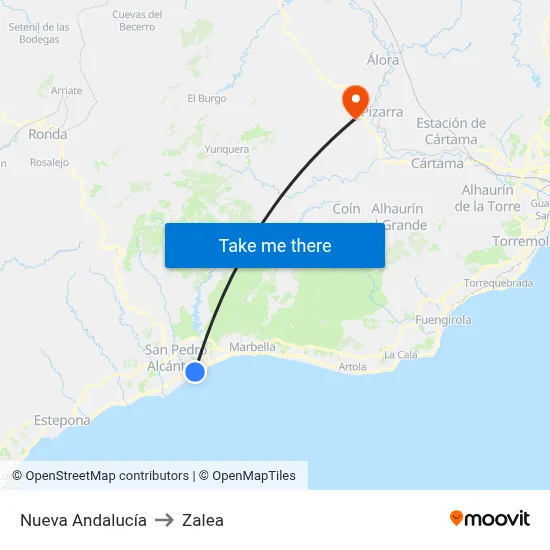 Nueva Andalucía to Zalea map