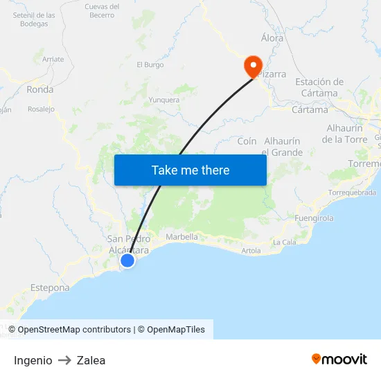Ingenio to Zalea map