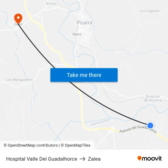 Hospital Valle Del Guadalhorce to Zalea map