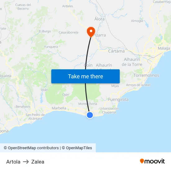 Artola to Zalea map