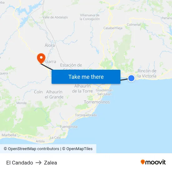 El Candado to Zalea map