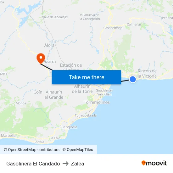 Gasolinera El Candado to Zalea map