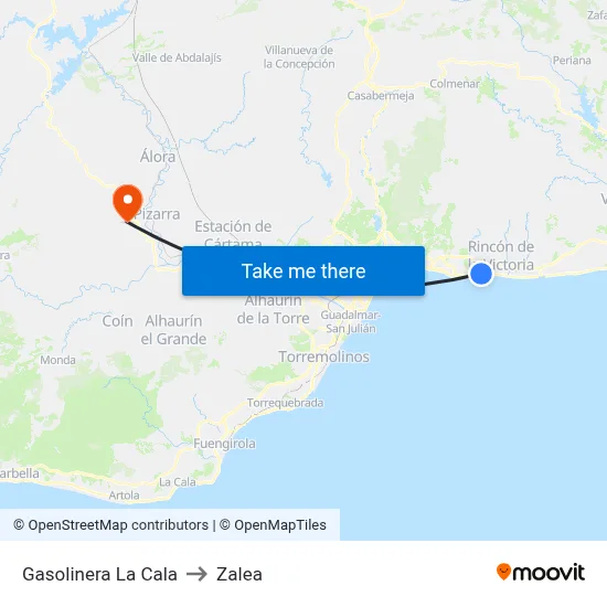 Gasolinera La Cala to Zalea map