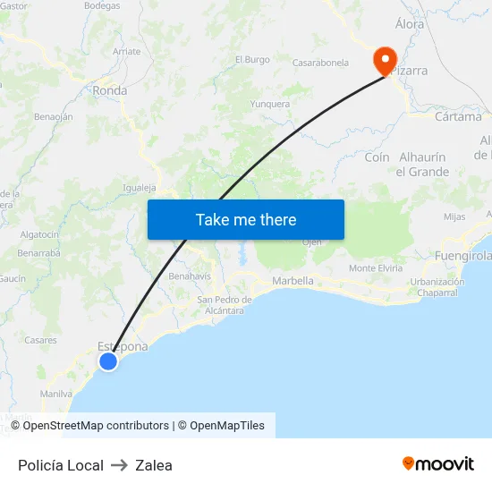 Policía Local to Zalea map