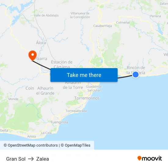 Gran Sol to Zalea map