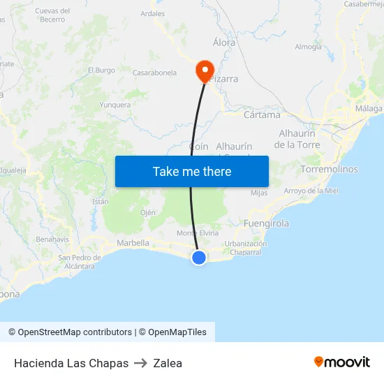 Hacienda Las Chapas to Zalea map