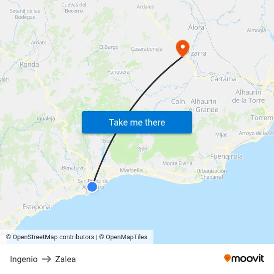 Ingenio to Zalea map