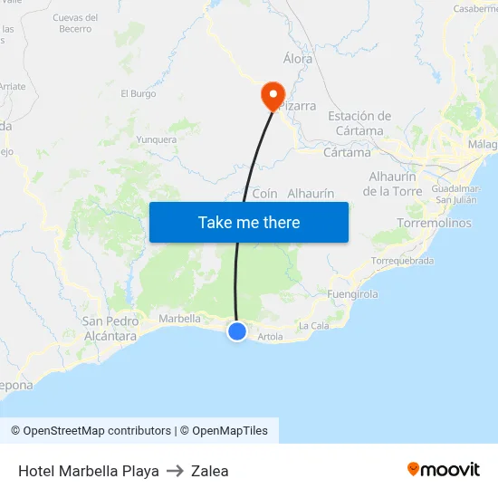 Hotel Marbella Playa to Zalea map