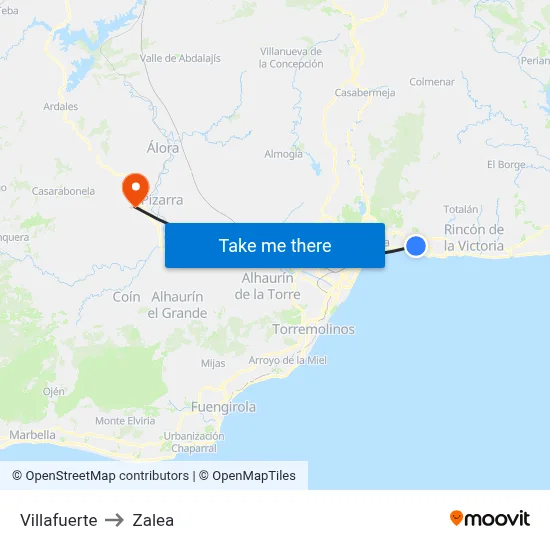 Villafuerte to Zalea map