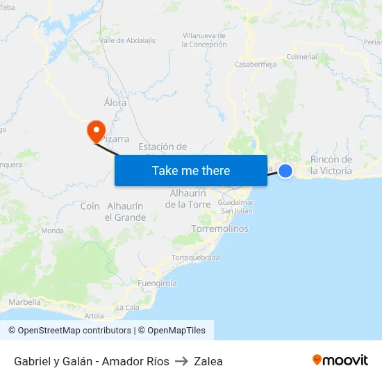 Gabriel y Galán - Amador Ríos to Zalea map