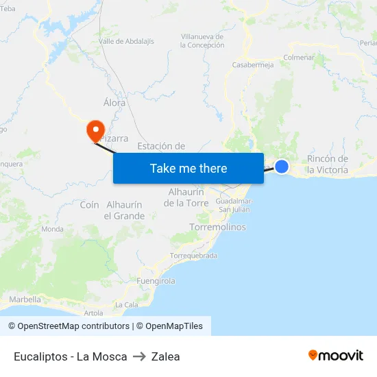 Eucaliptos - La Mosca to Zalea map