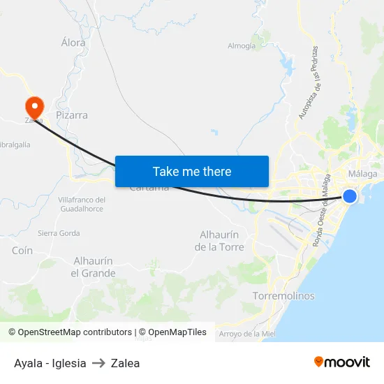 Ayala - Iglesia to Zalea map