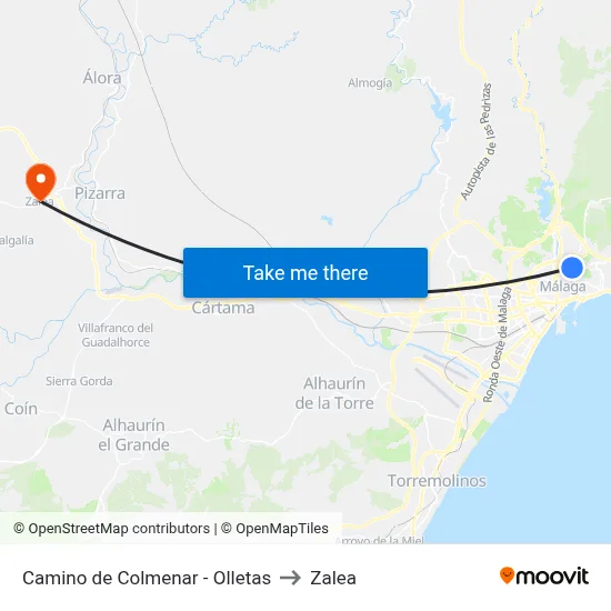 Camino de Colmenar - Olletas to Zalea map