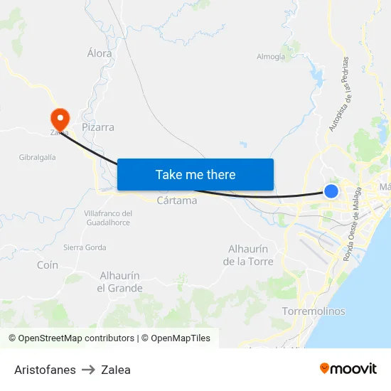 Aristofanes to Zalea map