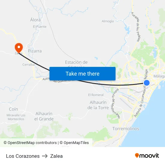 Los Corazones to Zalea map