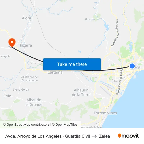 Avda. Arroyo de Los Ángeles - Guardia Civil to Zalea map