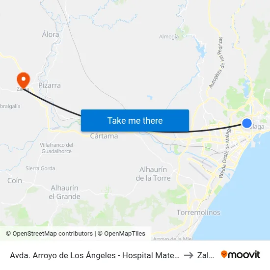 Avda. Arroyo de Los Ángeles - Hospital Materno to Zalea map