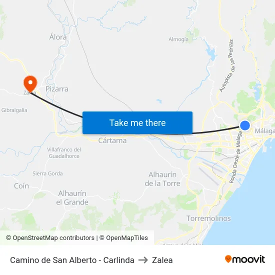 Camino de San Alberto - Carlinda to Zalea map