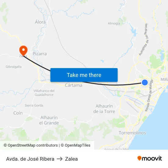 Avda. de José Ribera to Zalea map