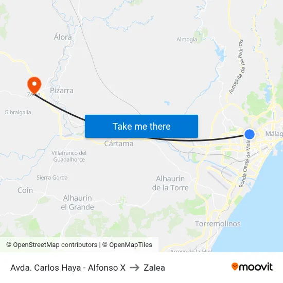 Avda. Carlos Haya - Alfonso X to Zalea map