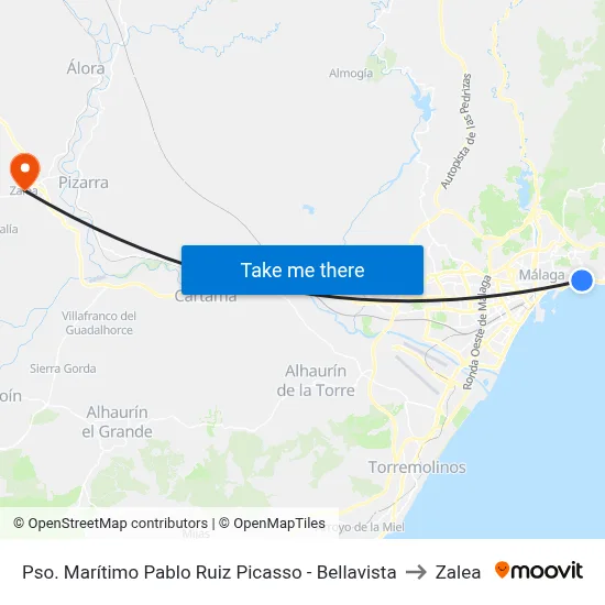 Pso. Marítimo Pablo Ruiz Picasso - Bellavista to Zalea map