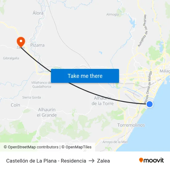 Castellón de La Plana - Residencia to Zalea map