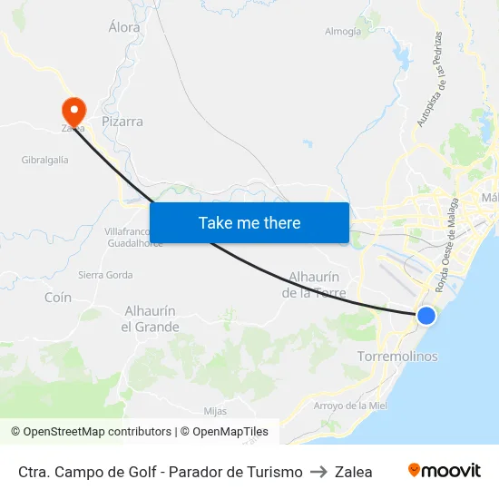 Ctra. Campo de Golf - Parador de Turismo to Zalea map