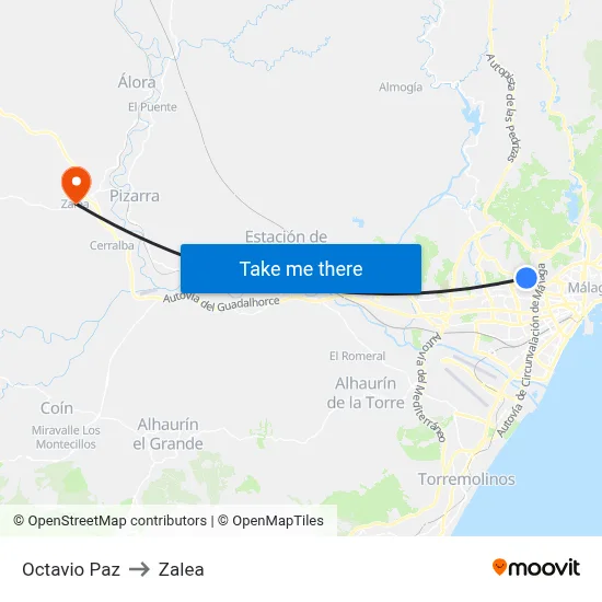 Octavio Paz to Zalea map