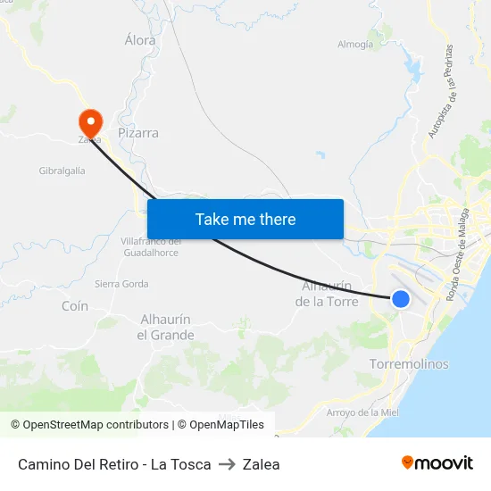 Camino Del Retiro - La Tosca to Zalea map