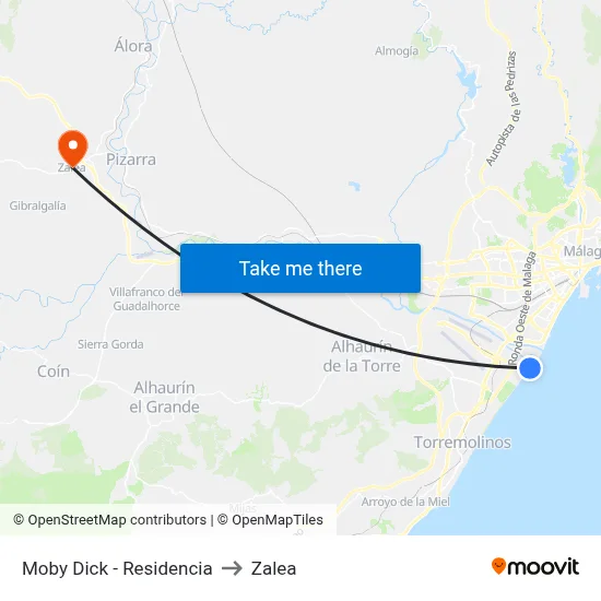 Moby Dick - Residencia to Zalea map