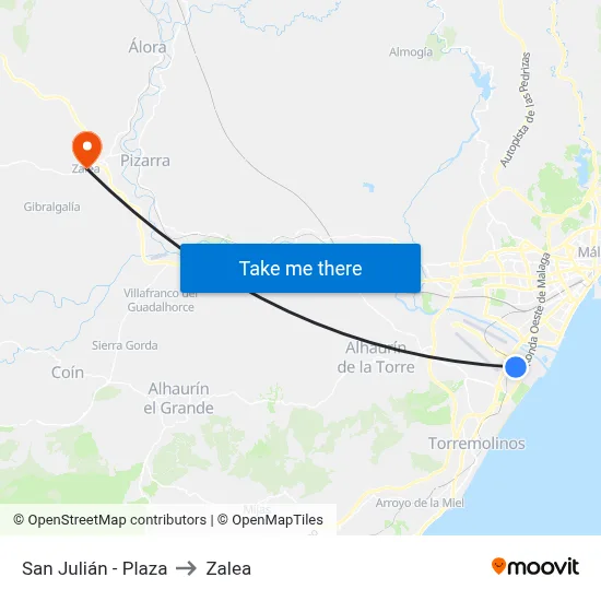 San Julián - Plaza to Zalea map