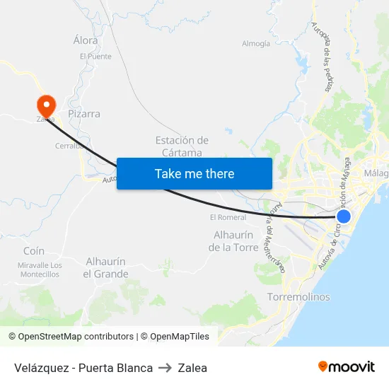 Velázquez - Puerta Blanca to Zalea map