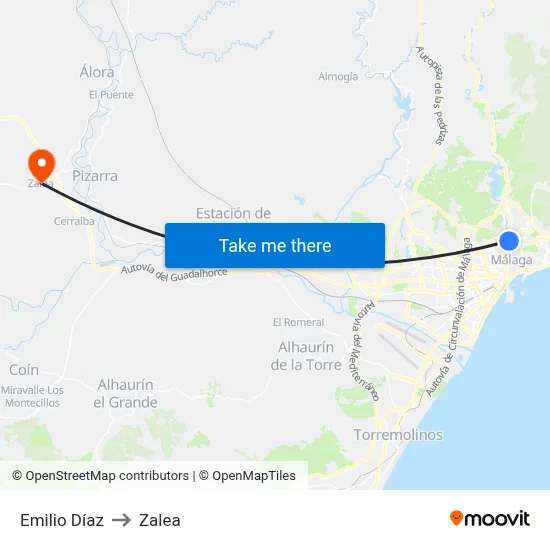 Emilio Díaz to Zalea map