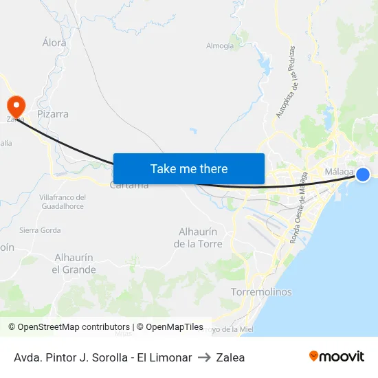 Avda. Pintor J. Sorolla - El Limonar to Zalea map
