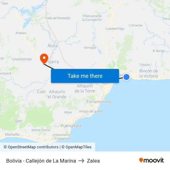 Bolivia - Callejón de La Marina to Zalea map